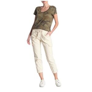 SANCTUARY Mia Stretch Cotton Cargo Jogger Pants (off white corduroy) Size XL